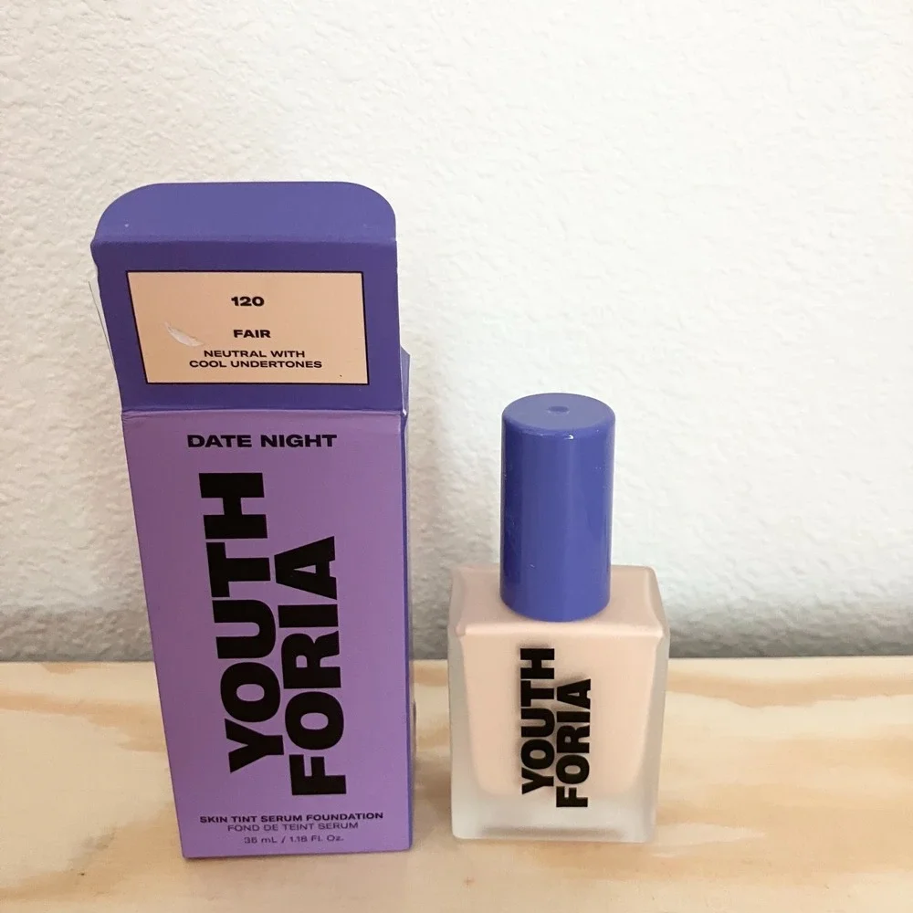 Youth Foria Skin Tint Serum Foundation Shade 120 Fair Neutral W/Cool Undertones